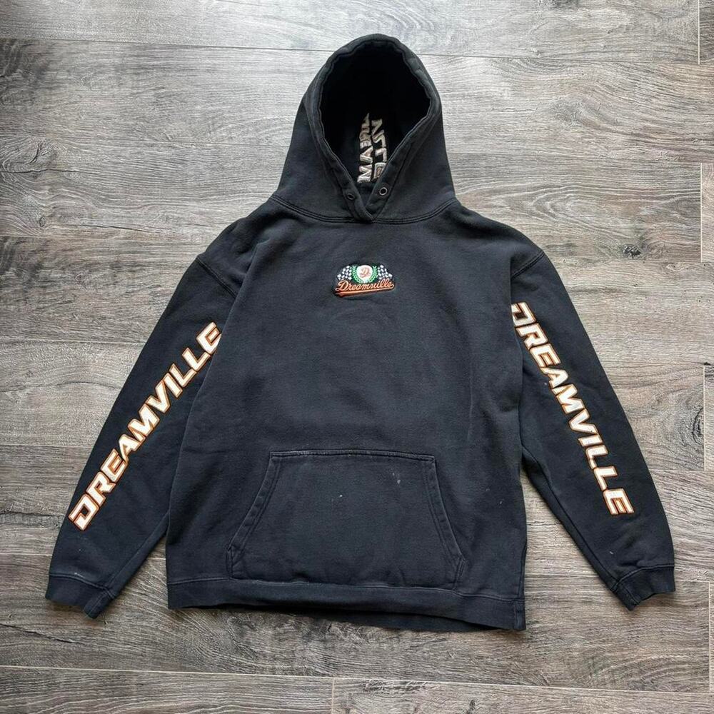 Dreamville J Cole BlackOrange 19 Hoodie Embroidered FrontPatch Sleeve Hits Sz L?